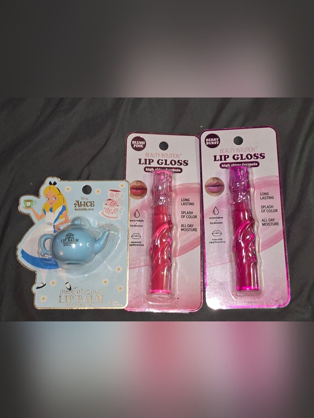 Alice In Wonderland Tea Pot Lip Balm & Beauty Intuition Lip Glosses BNIB